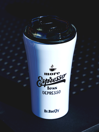 Kubek termiczny na kawę Dr.Bacty Apollo 2.0 - Espresso depresso - 360  ml - Glossy White