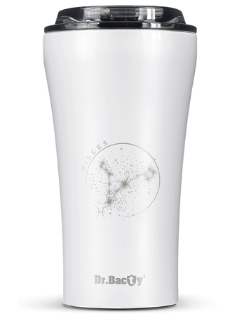 Kubek termiczny na kawę Dr.Bacty Apollo 2.0 - "Ryby" - 360  ml - Glossy White