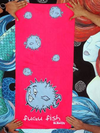 Ręcznik plażowy do morsowania dwustronny Dr.Bacty - Fugu Fish - L 60x130