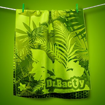 Ręcznik szybkoschnący na plażę młodzieżowy dwustronny Dr.Bacty - Green Tropical - L 60x130