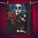 Ręcznik plażowy czarny dwustronny Dr.Bacty - Santa Muerte - XL 70x140